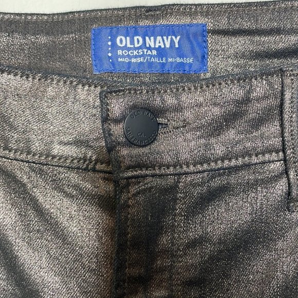 Old Navy Size 8 Rockstar Metallic Silver Bronze Stretch Skinny Jeans Festive - Picture 5 of 9